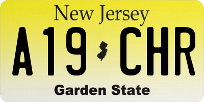 NJ license plate A19CHR