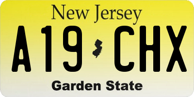 NJ license plate A19CHX