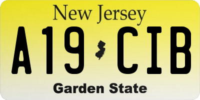NJ license plate A19CIB
