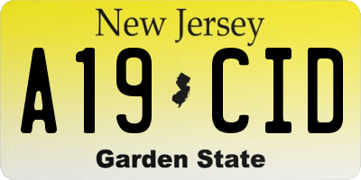 NJ license plate A19CID