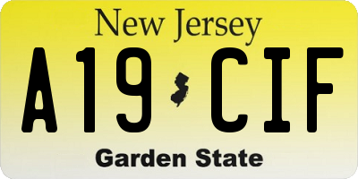 NJ license plate A19CIF