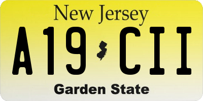 NJ license plate A19CII