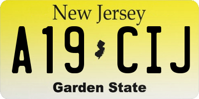 NJ license plate A19CIJ