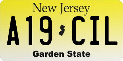 NJ license plate A19CIL