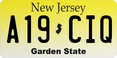NJ license plate A19CIQ