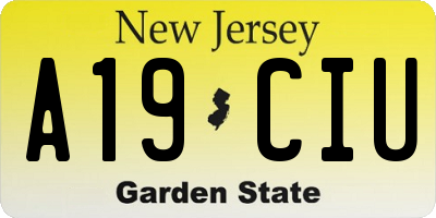 NJ license plate A19CIU