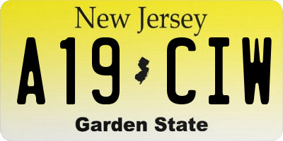 NJ license plate A19CIW