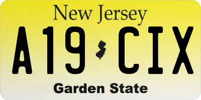 NJ license plate A19CIX