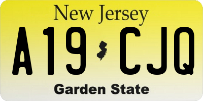 NJ license plate A19CJQ