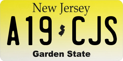 NJ license plate A19CJS