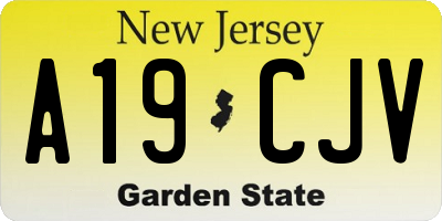 NJ license plate A19CJV