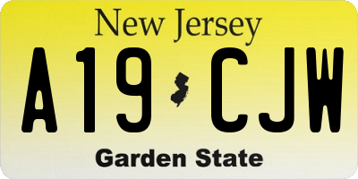 NJ license plate A19CJW