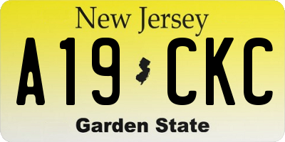 NJ license plate A19CKC