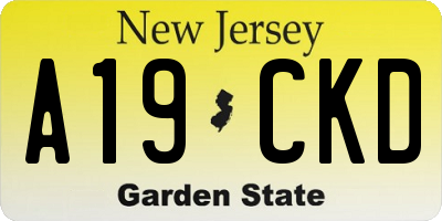 NJ license plate A19CKD