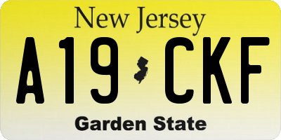 NJ license plate A19CKF