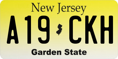 NJ license plate A19CKH