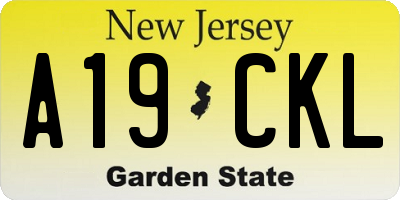 NJ license plate A19CKL