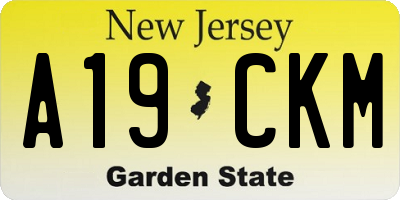 NJ license plate A19CKM