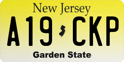 NJ license plate A19CKP