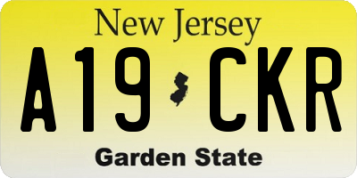 NJ license plate A19CKR