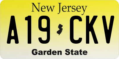 NJ license plate A19CKV
