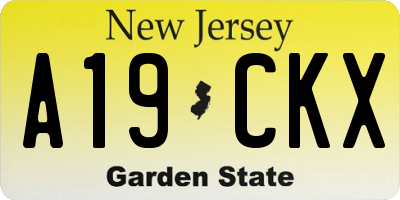 NJ license plate A19CKX