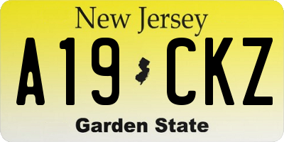 NJ license plate A19CKZ
