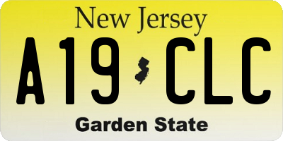 NJ license plate A19CLC