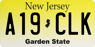 NJ license plate A19CLK