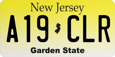 NJ license plate A19CLR