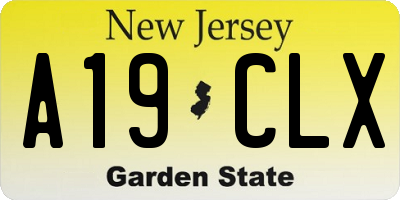 NJ license plate A19CLX