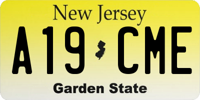 NJ license plate A19CME