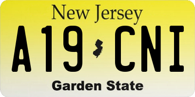NJ license plate A19CNI