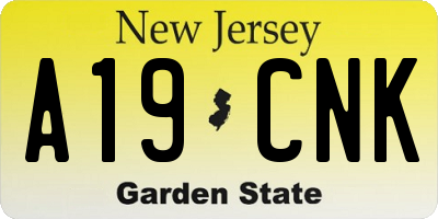 NJ license plate A19CNK