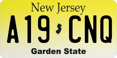 NJ license plate A19CNQ