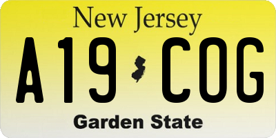 NJ license plate A19COG