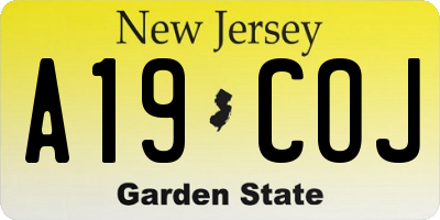 NJ license plate A19COJ