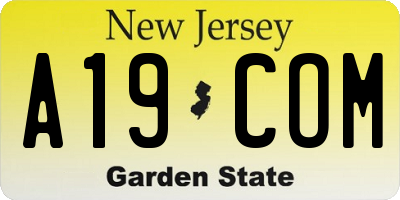 NJ license plate A19COM