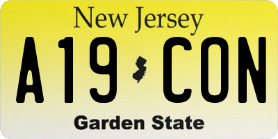 NJ license plate A19CON