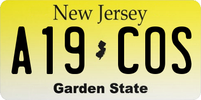 NJ license plate A19COS