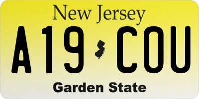 NJ license plate A19COU