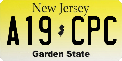 NJ license plate A19CPC