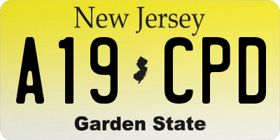 NJ license plate A19CPD