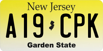 NJ license plate A19CPK