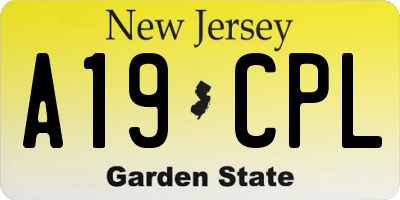 NJ license plate A19CPL