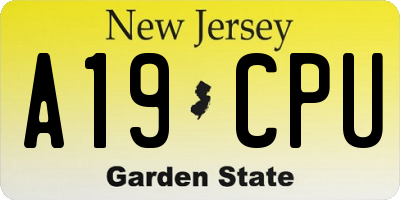 NJ license plate A19CPU