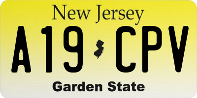 NJ license plate A19CPV