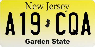 NJ license plate A19CQA