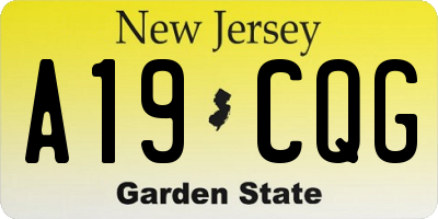 NJ license plate A19CQG