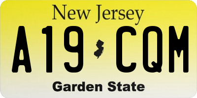 NJ license plate A19CQM